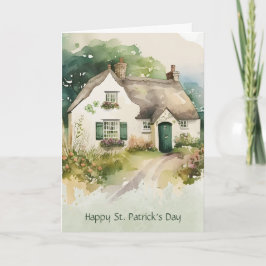 Cartão Watercolor Irish Cottage Happy Rua, Dia de Patrick