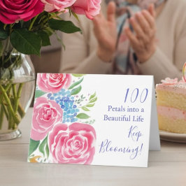 Cartão Watercolor Loose Rosas & Hydrangea 100º Aniversári