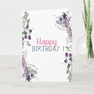 Cartão Watercolor Meadow Birthday