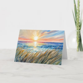 Cartão Watercolor Ocean Sunrise Aniversário