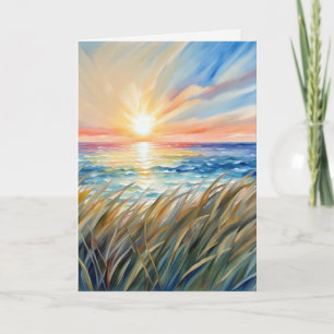 Cartão Watercolor Ocean Sunrise Sympathy