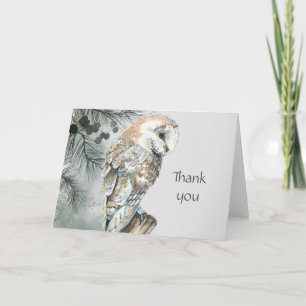 Cartão Watercolor Owl Bird Natureza, Obrigado
