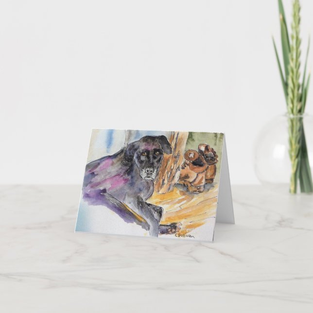 Cartão watercolor painting of Montana pup + sweet verse  (Frente)