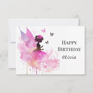Cartão Watercolor Princess Digital Fairy Birth