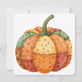 Cartão Watercolor pumpkin patchwork thanksgiving card