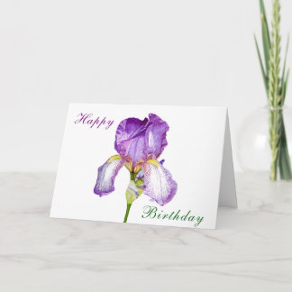 Cartão Watercolor Purple Iris Birthday Foled Card