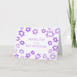 Cartão Watercolor Purple Stars MAZEL TOV Bar Bat Mitzvah