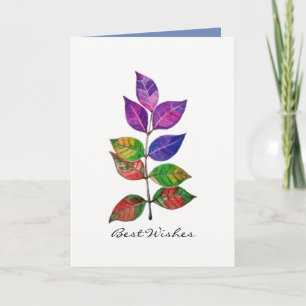 Cartão Watercolor Rainbow Leaves