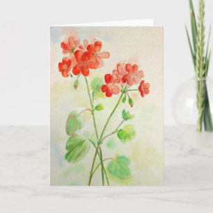 Cartão Watercolor Red Geranium Greeting Card