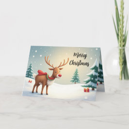 Cartão Watercolor Reindeer Holiday Card