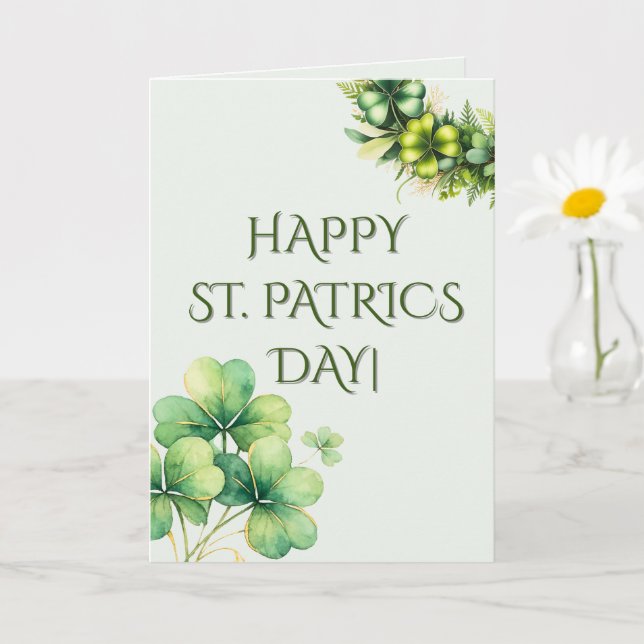 Cartão Watercolor Shamrock St. Patrick's Day Card (Planta pequena)
