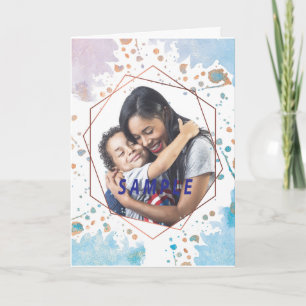 Cartão Watercolor Splatters Hexagon Frame Mother's Day