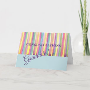 Cartão Watercolor Stripes Graduation Card