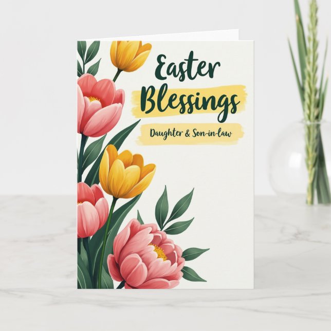 Cartão Watercolor Style Easter Blessings Card (Frente)