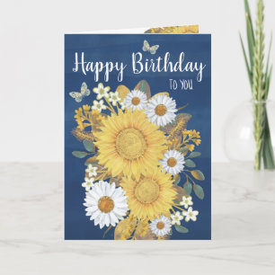 Cartão Watercolor Sunflower Birday Card