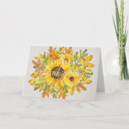 Cartão Watercolor Sunflower Happy Ação de Graças