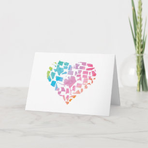 Cartão Watercolor United States Heart
