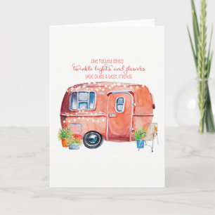 Cartão Watercolor Vintage Camper and Quote