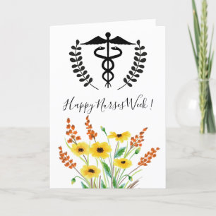 Cartão Watercolor Wildflower Happy Nurses Semana