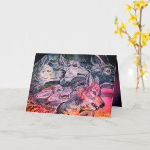 Cartão Watercolor Wolf Pack
