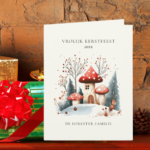 Cartão Watercolor Woodland Vrolijk Kerstfeest Saudação