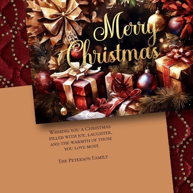 Cartão Watercolor Wreath Dons Natal (Criador carregado)