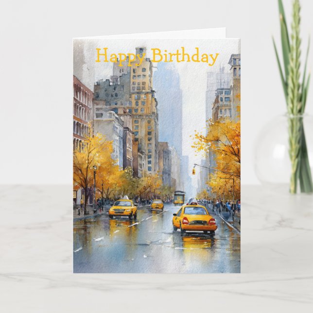 Cartão Watercolour Autumn in New York (Frente)