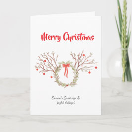 Cartão watercolour elegant christmas Folded Greeting Card