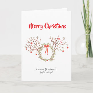 Cartão watercolour elegant christmas Folded Greeting Card
