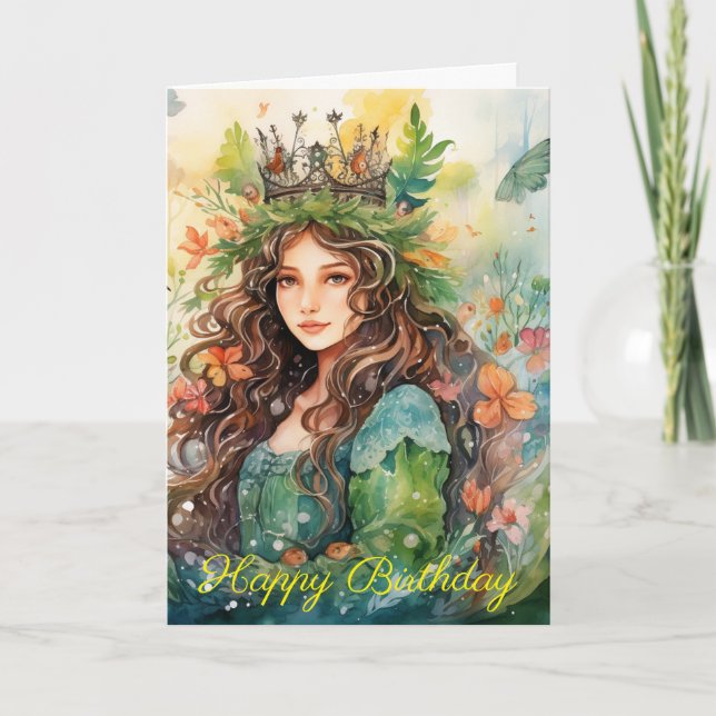 Cartão Watercolour Forest Princess (Frente)