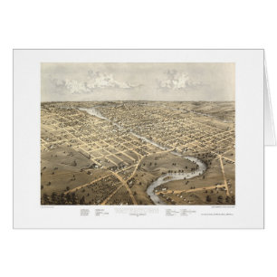 Cartão Watertown, mapa panorâmico dos WI - 1867