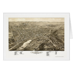 Cartão Waukesha, mapa panorâmico dos WI - 1880