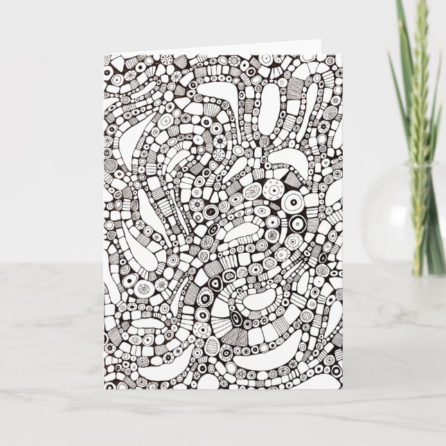 Cartão Wavy Bendy Circles Square Abstract Pen Drawing (Frente)