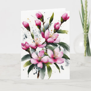 Cartão Waxflower - Flores aquarela