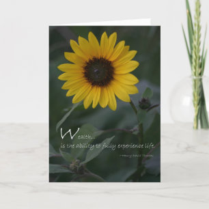 Cartão Wealth quote yellow sunflower