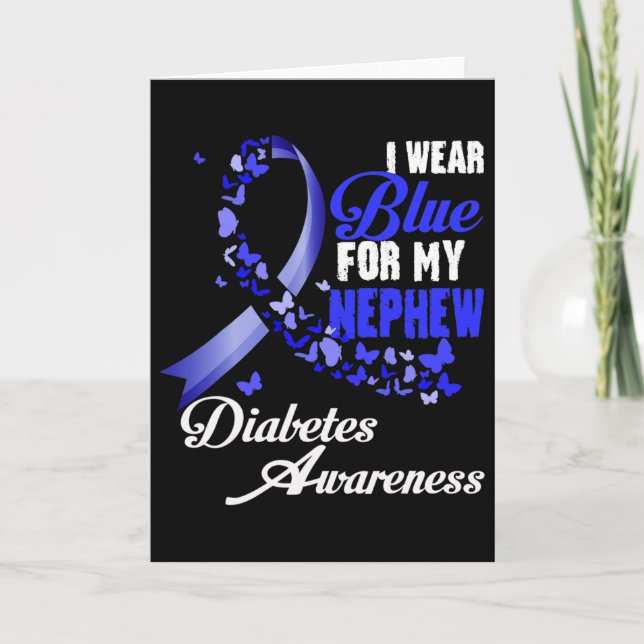 Cartão Wear Blue For My Nephew T1d Diabetes Awareness Blu (Frente)