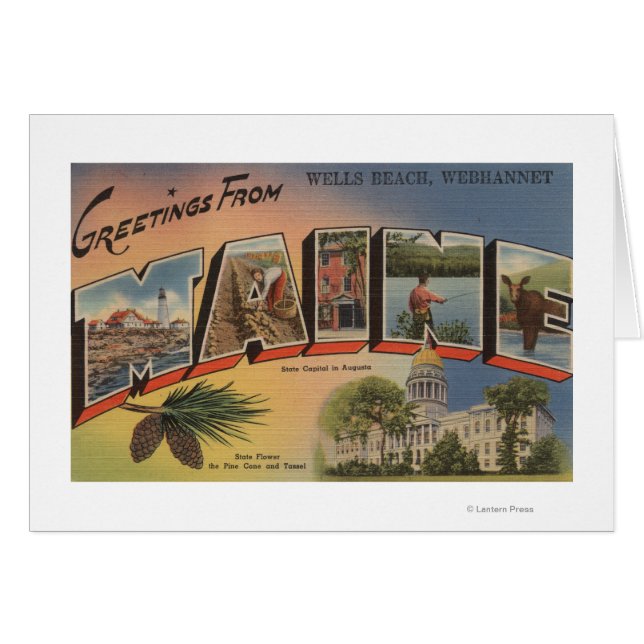 Cartão Webhannet, Maine (Wells Beach) (Frente Horizontal)