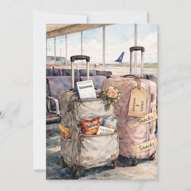 Cartão Wedding Congratulations Honeymoon Trip Snacks Card (Frente)