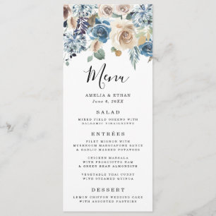 Cartão Wedding de florescência do menu da beleza