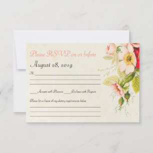 Cartão Wedding floral do buquê RSVP dos rosas do