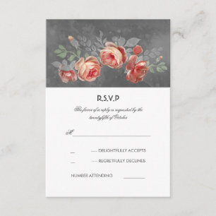 Cartão Wedding floral e rústico de RSVP