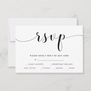 Cartão wedding preto & branco de RSVP com escolha