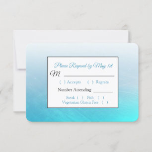 Cartão Wedding preto e azul do Aqua de RSVP