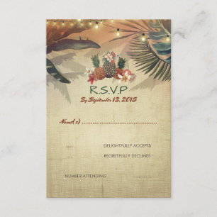 Cartão Wedding rústico das palmas RSVP do abacax
