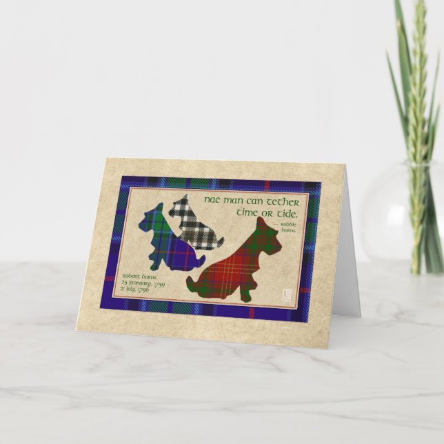 Cartão Wee Scottie Robert Burns Aniversário 3 (Frente)