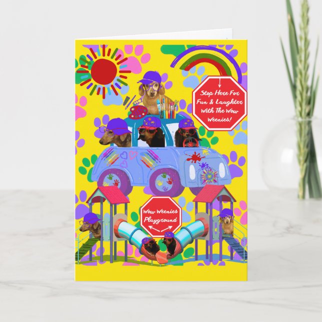 Cartão Weenie Dog Playground Card (Frente)