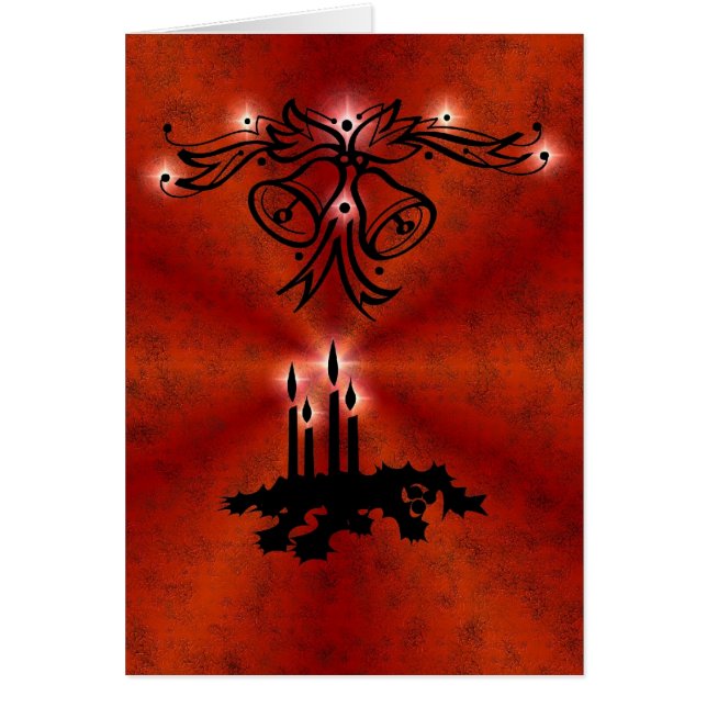 Cartão Weihnachts Ornamente mit Sterne auf rot (Frente)