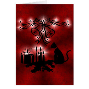 Cartão Weihnachts Ornamente mit Sterne und Katze