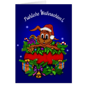Cartão Weihnachtskaninchen, Fröhliche Weihnachten!