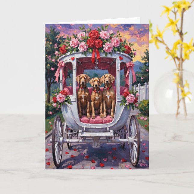 Cartão Weimaraner Dog Valentine's Day  (Flor Amarela)